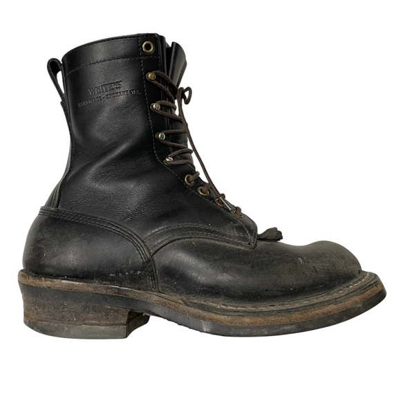 WHITE’s Work Boots Men's Black Leather Size 7.5 - Picture 1 of 11